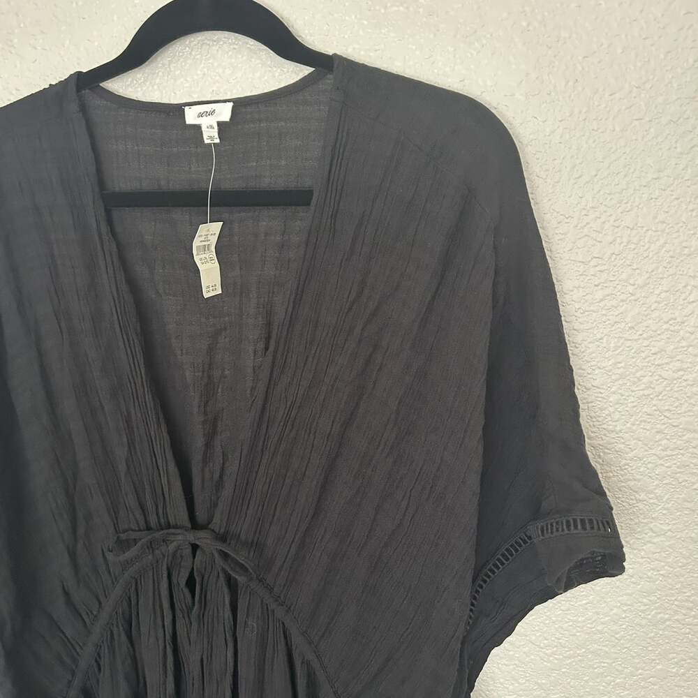 Aerie Light Cotton Gauze Black Bathing Suit Maxi Coverup Size L/XL.